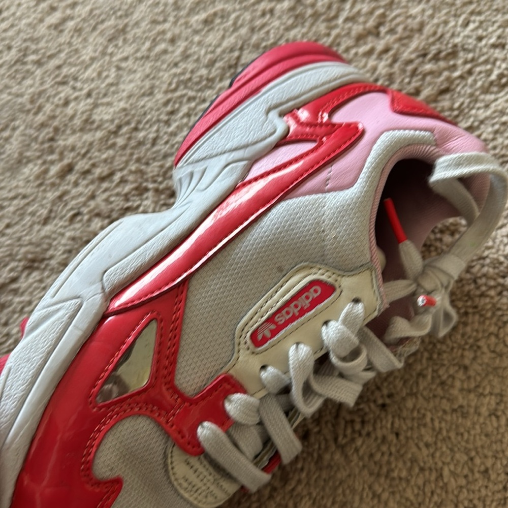 adidas Women's Red Pink White Falcon Sneakers - Picture 10 of 13